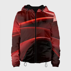 Женская куртка 3D Темная красная абстракция на черном  фоне