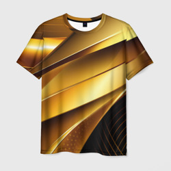 Золотая стильная абстракция на черном  фоне – Мужская футболка 3D с принтом купить со скидкой в -26%