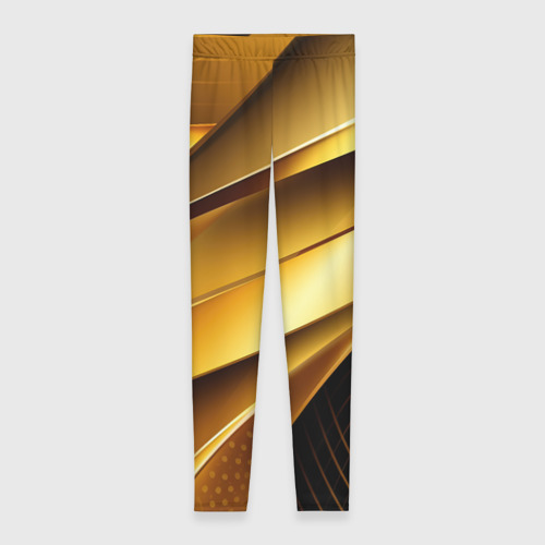 Легинсы с принтом Золотая стильная абстракция на черном  фоне, вид спереди №1