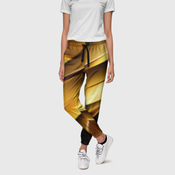 Золотая стильная абстракция на черном  фоне – Женские брюки 3D с принтом купить