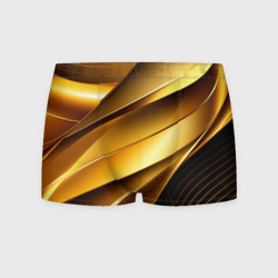 Золотая стильная абстракция на черном  фоне – Мужские трусы 3D с принтом купить