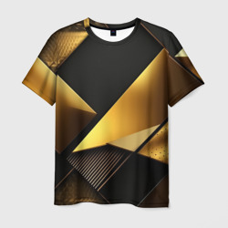 Золотая стильная   абстракция на черном фоне – Мужская футболка 3D с принтом купить со скидкой в -26%