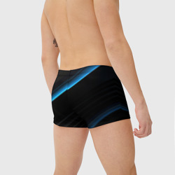 Плавки с принтом Геометрическая синяя абстракция на черном   фоне минимализм для мужчины, вид на модели сзади №2. Цвет основы: белый