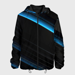 Геометрическая синяя абстракция на черном   фоне минимализм – Мужская куртка 3D с принтом купить со скидкой в -10%