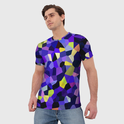 Мужская футболка 3D Мозаика фиолетовая, цвет 3D печать - фото 3