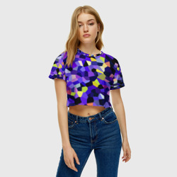 Женская футболка Crop-top 3D Мозаика фиолетовая - фото 2