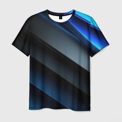 Темная синяя стильная абстракция  на черном фоне – Мужская футболка 3D с принтом купить со скидкой в -26%