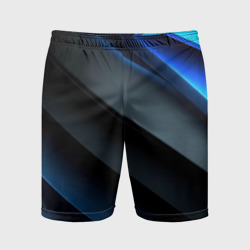 Темная синяя стильная абстракция  на черном фоне – Мужские шорты спортивные с принтом купить