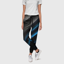 Темная синяя стильная  абстракция  на черном фоне – Женские брюки 3D с принтом купить