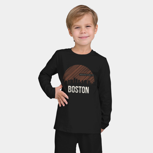 Детская пижама с лонгсливом хлопок Boston Massachusetts, цвет черный - фото 3
