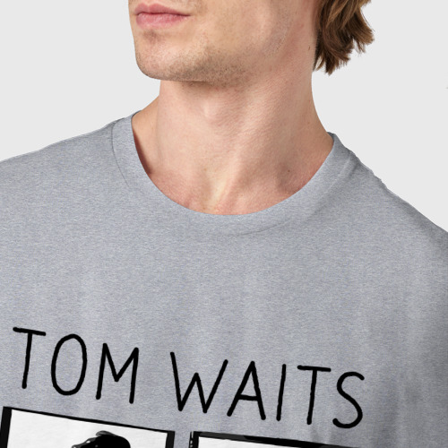 Мужская футболка хлопок с принтом Том Уэйтс портреты, фото #4