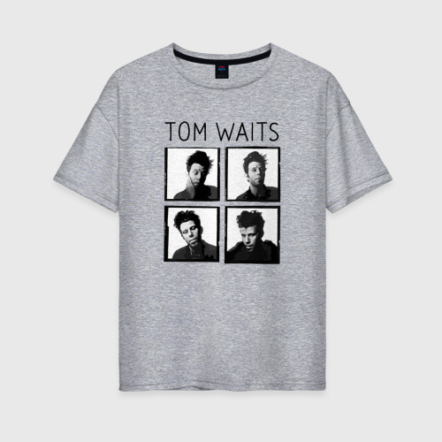 Женская футболка хлопок Oversize Том Уэйтс портреты , цвет меланж
