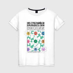 С цветами – Женская футболка хлопок с принтом купить со скидкой в -20%