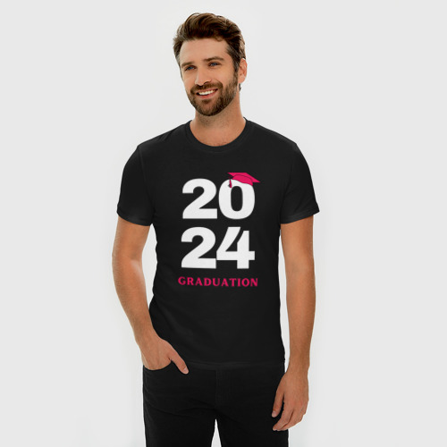 Мужская футболка хлопок Slim Выпуск 2024 - окончание школы -ВУЗа, цвет черный - фото 3