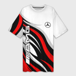 Платье-футболка 3D Mercedes benz AMG - белый с красным