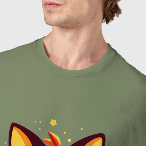 Мужская футболка хлопок Милая лисичка со звездочками, цвет авокадо - фото 6