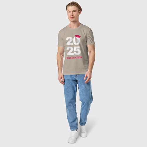 Мужская футболка хлопок Выпускной 2025, цвет миндальный - фото 5