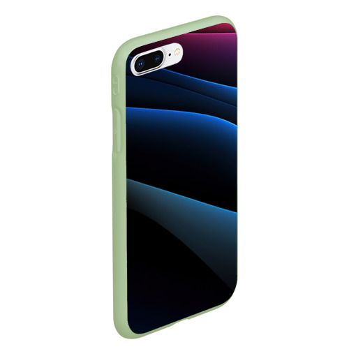 Чехол для iPhone 7Plus/8 Plus матовый Синий стильный абстрактный геометрический стиль на черном, цвет салатовый - фото 3