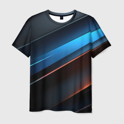 Черно - синий стильный абстрактный геометрический фон – Мужская футболка 3D с принтом купить со скидкой в -26%