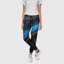 Черно - синий стильный абстрактный геометрический фон – Женские брюки 3D с принтом купить
