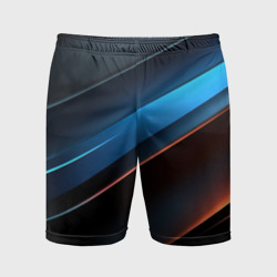 Черно - синий стильный абстрактный геометрический фон – Мужские шорты спортивные с принтом купить