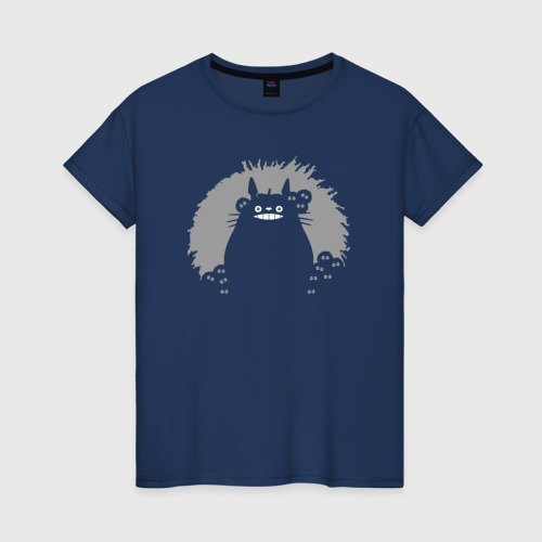 Женская футболка из хлопка с принтом Smiling Totoro, вид спереди №1