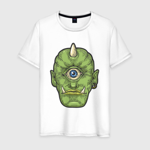Мужская футболка из хлопка с принтом Зомби циклоп, вид спереди №1