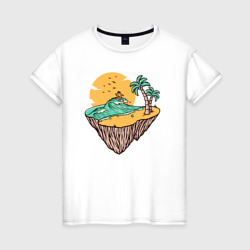 Летний островок – Женская футболка хлопок с принтом купить со скидкой в -20%