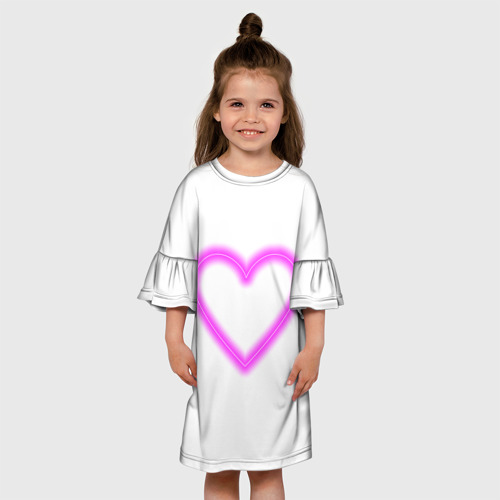 Детское платье 3D Неоновое сиреневое сердце, цвет 3D печать - фото 4