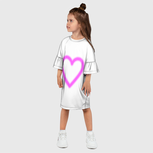 Детское платье 3D Неоновое сиреневое сердце, цвет 3D печать - фото 3