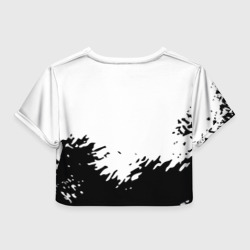 Топик (короткая футболка или блузка, не доходящая до середины живота) с принтом Adele  album для женщины, вид сзади №1. Цвет основы: белый