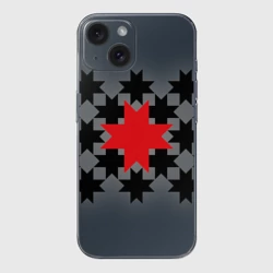 Чехол для iPhone 15 силиконовый с защитой камеры Этно серый