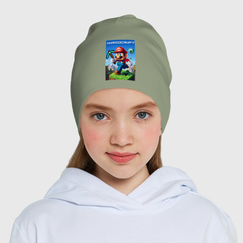 Детская шапка демисезонная Minecraft and Mario - ai art collaboration, цвет авокадо - фото 5