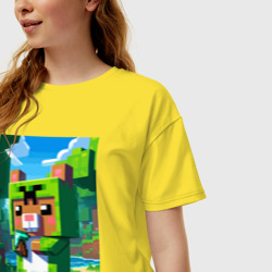 Женская футболка хлопок Oversize Capybara and Minecraft collaboration - ai art - фото 2