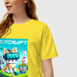 Женская футболка хлопок Oversize Catcraft - collaboration ai art - фото 2