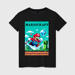 Mario and Minecraft - collaboration pixel art – Женская футболка хлопок с принтом купить со скидкой в -20%