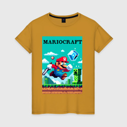 Mario and Minecraft - collaboration pixel art – Женская футболка хлопок с принтом купить со скидкой в -20%