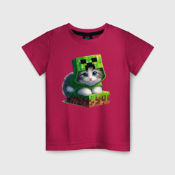 Детская футболка хлопок Kitten creeper collaboration - ai art