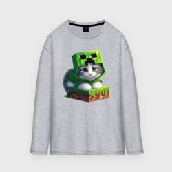 Женский лонгслив oversize хлопок Kitten creeper collaboration - ai art