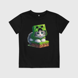 Детская футболка хлопок Kitten creeper collaboration - ai art