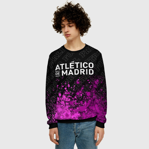 Мужской свитшот 3D Atletico Madrid pro football посередине, цвет черный - фото 3