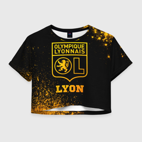 Женская футболка Crop-top 3D Lyon - gold gradient, цвет 3D печать