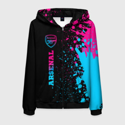 Мужская толстовка 3D на молнии Arsenal - neon gradient по-вертикали