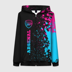 Женская толстовка 3D на молнии Arsenal - neon gradient по-вертикали