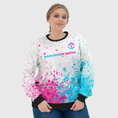 Женский свитшот 3D Manchester United neon gradient style посередине, цвет 3D печать - фото 6