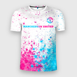 Мужская футболка 3D Slim Manchester United neon gradient style посередине