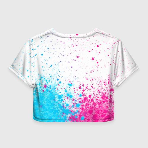 Женская футболка Crop-top 3D Manchester United neon gradient style посередине, цвет 3D печать - фото 2