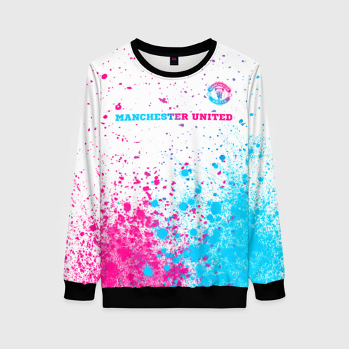 Женский свитшот 3D Manchester United neon gradient style посередине, цвет 3D печать