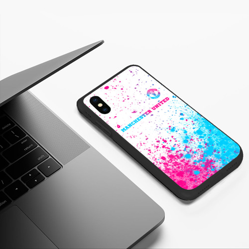 Чехол для iPhone XS Max матовый Manchester United neon gradient style посередине - фото 5