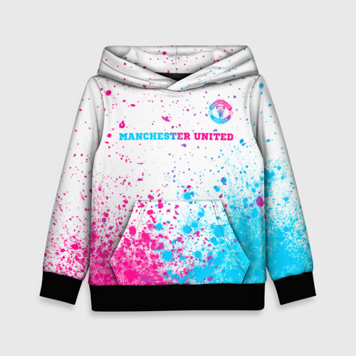 Детская толстовка 3D Manchester United neon gradient style посередине, цвет черный